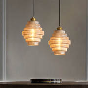 Antique Design Stripped Glass Brass Pendant Light