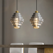 Antique Design Stripped Glass Brass Pendant Light