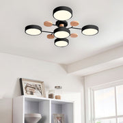Contemporary Round Iron LED Semi-Flush Chandelier