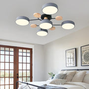Contemporary Round Iron LED Semi-Flush Chandelier