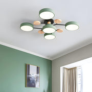 Contemporary Round Iron LED Semi-Flush Chandelier