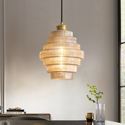 Antique Design Stripped Glass Brass Pendant Light