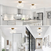 Retro Crystal Semi Flush Mount Bedroom Ceiling Light