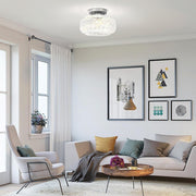 Retro Crystal Semi Flush Mount Bedroom Ceiling Light