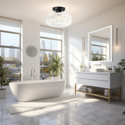 Retro Crystal Semi Flush Mount Bedroom Ceiling Light