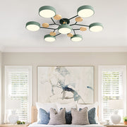 Contemporary Round Iron LED Semi-Flush Chandelier