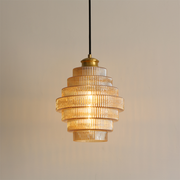 Antique Design Stripped Glass Brass Pendant Light