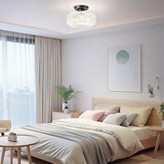Retro Crystal Semi Flush Mount Bedroom Ceiling Light