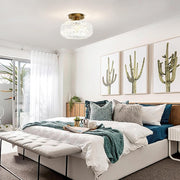Retro Crystal Semi Flush Mount Bedroom Ceiling Light