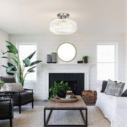 Retro Crystal Semi Flush Mount Bedroom Ceiling Light