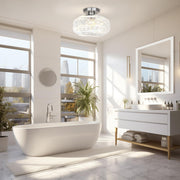Retro Crystal Semi Flush Mount Bedroom Ceiling Light