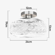 Retro Crystal Semi Flush Mount Bedroom Ceiling Light