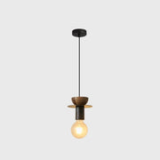 Modern Walnut Copper Bedside Pendant Light