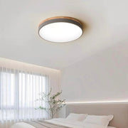 Wooden Round Shape Flush LED Ceiling Lights For Living Room