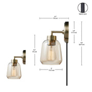 Industrial Retro Style Plug-In Glass Wall Sconce
