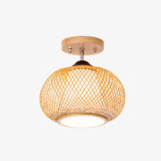 Natural Round Bamboo Ceiling Lights for Bedroom
