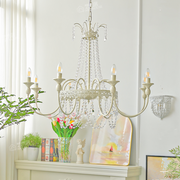 Vintage White Metal & Glass Luxury Chandelier Light -Homdiy