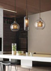 Bauhaus Glass Shade Metal Pendant Light