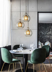 Bauhaus Glass Shade Metal Pendant Light
