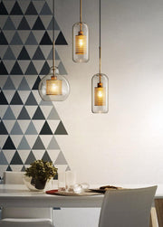 Bauhaus Glass Shade Metal Pendant Light