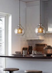 Bauhaus Glass Shade Metal Pendant Light