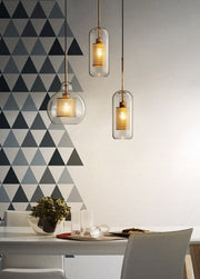 Bauhaus Glass Shade Metal Pendant Light