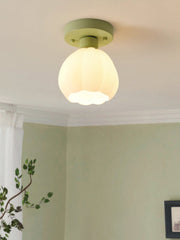 French Creamy White Flower Ceiling Light
