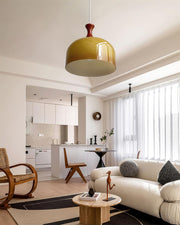 Mid-Century Walnut Wood Brown Pendant Light