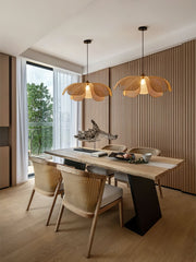 Wabi-Sabi Rattan Petal Pendant Lamp