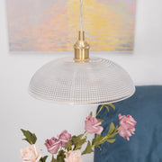 Vintage Ribbed Glass Pendant Light