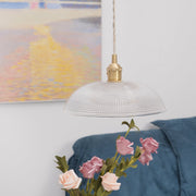 Vintage Ribbed Glass Pendant Light