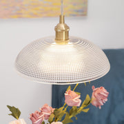 Vintage Ribbed Glass Pendant Light