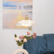 Vintage Ribbed Glass Pendant Light