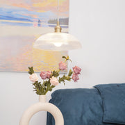 Vintage Ribbed Glass Pendant Light