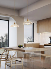 Vintage Ribbed Glass Pendant Light