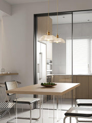 Vintage Ribbed Glass Pendant Light