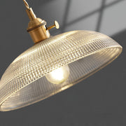 Vintage Ribbed Glass Pendant Light
