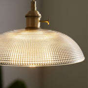 Vintage Ribbed Glass Pendant Light
