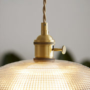 Vintage Ribbed Glass Pendant Light