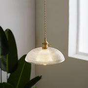 Vintage Ribbed Glass Pendant Light