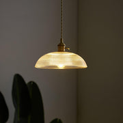 Vintage Ribbed Glass Pendant Light