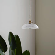 Vintage Ribbed Glass Pendant Light