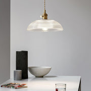 Vintage Ribbed Glass Pendant Light
