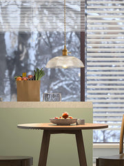 Vintage Ribbed Glass Pendant Light