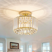 Semi Flush Mount Metal Crystal Ceiling Light