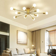 Simple Gold Iron Semi Flush Chandelier For Bedroom