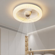 White Round Design Bedroom Ceiling Fan With LED Lighting