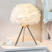 Creative Feather Bedroom White Table Lamps