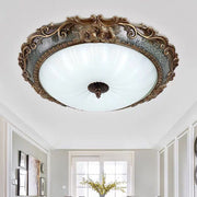 Retro Resin Round Glass Ceiling Light