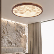 Round Flush Mount Moon Bedroom LED Dimmable Ceiling Light